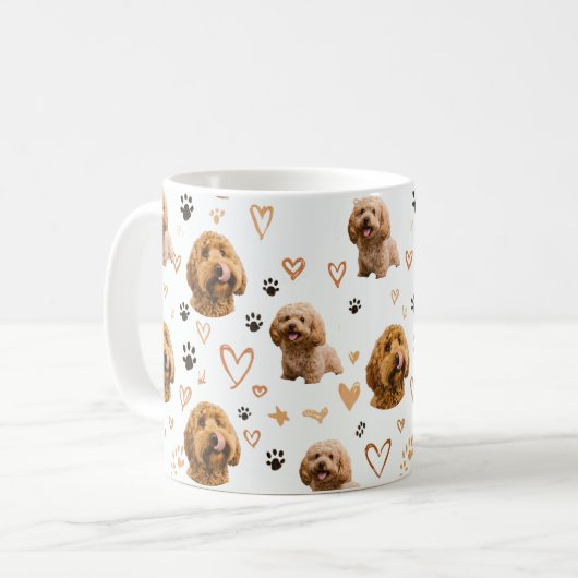Custom Dog Photo Pattern コーヒーマグカップ (正面左)