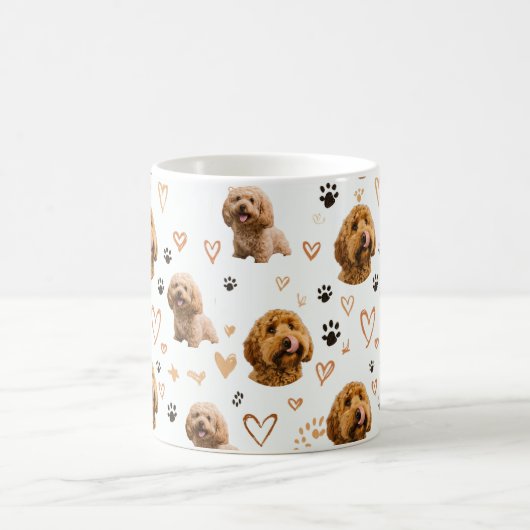 Custom Dog Photo Pattern コーヒーマグカップ (中央)