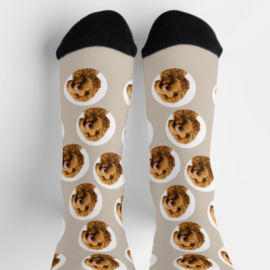 Custom Dog Photo | Personalized Pet Face ソックス (上部)