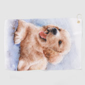 Custom Dog Photo Pet Cute Golfer ゴルフタオル (横)