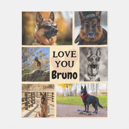 Custom Dog Photo Pet Throw with Name Memorial Gift フリースブランケット (正面)