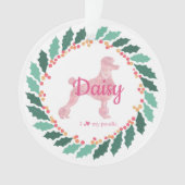 Custom Dog Photo Pink Poodle Christmas Ornament オーナメント (正面)