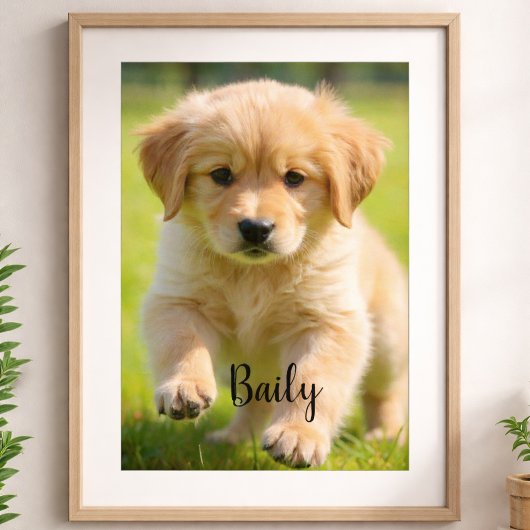 Custom Dog Photo Poster with Name Wall Art ポスター