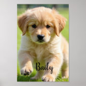 Custom Dog Photo Poster with Name Wall Art ポスター (正面)