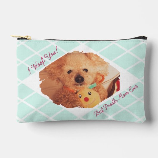 Custom Dog Photo Pouch | Best Poodle Mom Ever Gift アクセサリーポーチ (正面)