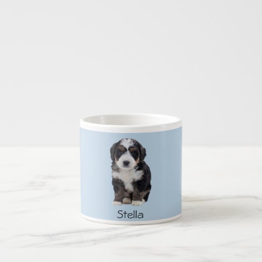 Custom Dog Photo – Powder Blue with Pet Name -  エスプレッソカップ (正面)