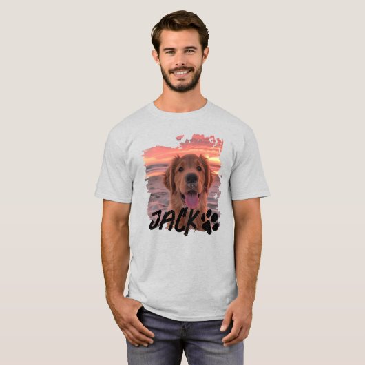 Custom Dog Photo T-Shirt – Personalized Pet Name T Tシャツ (正面フル)