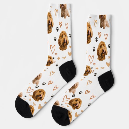 Custom Dog Photo – Valentine Gift for Dog Lover ソックス (左)