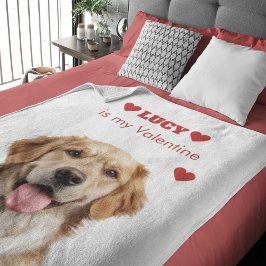 Custom Dog Photo Valentine's Day Blanket フリースブランケット