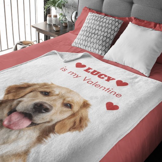 Custom Dog Photo Valentine's Day Blanket フリースブランケット