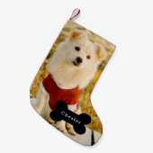 Custom Dog Photo with Personalized Name  スモールクリスマスストッキング (正面 (吊り時))