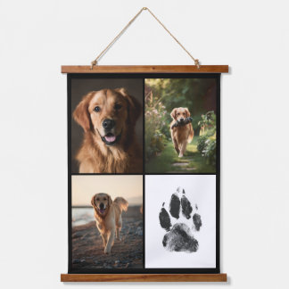 Custom Dog Photos Collage Paw Print Personalized 吊り下げ型タペストリー