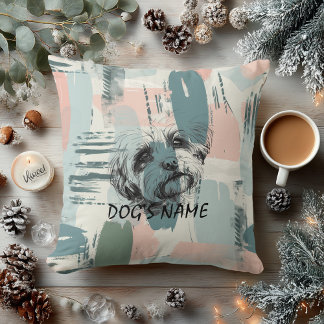 Custom Dog Portrait Abstract Brushstroke Pillow クッション