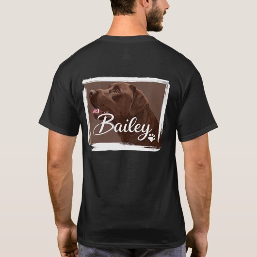 Custom Dog Portrait Shirt with Name & Paw Print Tシャツ (裏面)