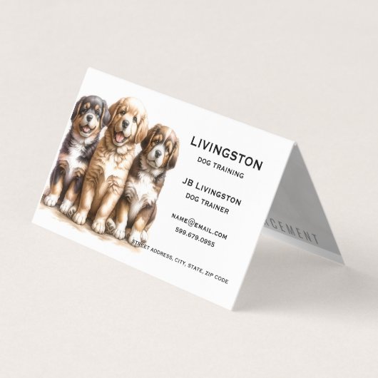 Custom Dog Trainer QR Code Folded Business Card 名刺 (正面)