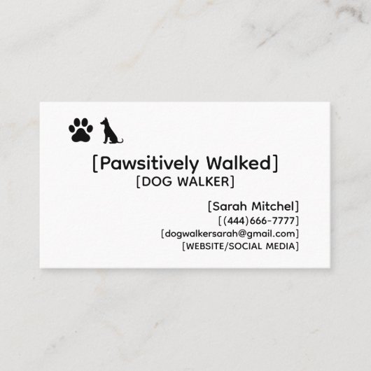 Custom Dog Walker and Dog Groomer Business Cards 名刺 (正面)