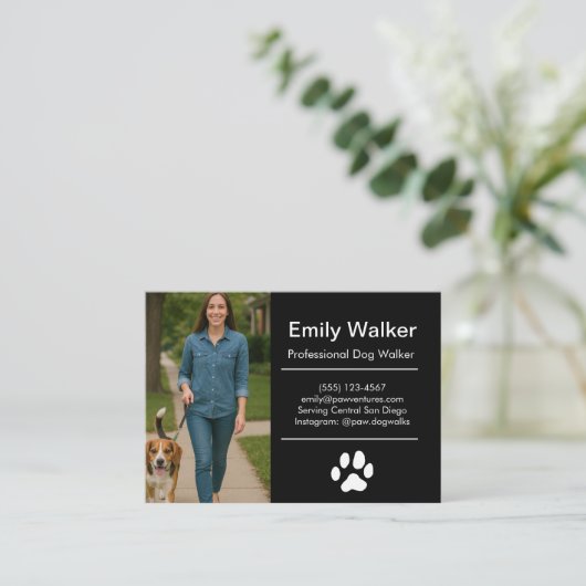Custom Dog Walker Business Card with Photo  名刺 (スタンド正面)