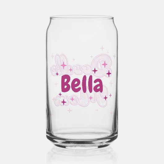 Custom Doodle Mom Pink Hearts Personalized Name ガラス缶 (正面)