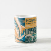 Custom Double Side Honolulu Diamond Head Surfing コーヒーマグカップ (中央)