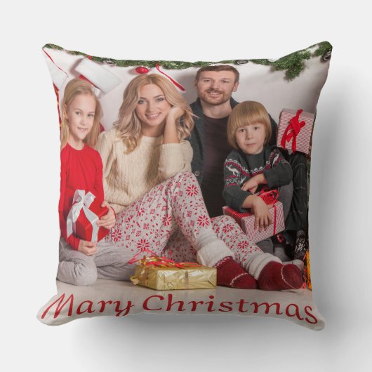Custom Double-Sided Family Photo Christmas gift クッション (正面)