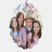 Custom Double Sided Family Two Photo Christmas オーナメントカード (左)