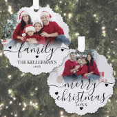 Custom Double Sided Family Two Photo Christmas オーナメントカード