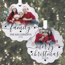 Custom Double Sided Family Two Photo Christmas