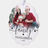 Custom Double Sided Family Two Photo Christmas オーナメントカード (左)