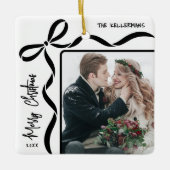 Custom Double Sided Family Two Photo Christmas セラミックオーナメント (正面)