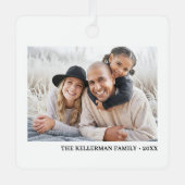 Custom Double Sided Family Two Photo Christmas メタルオーナメント (正面)