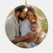Custom Double Sided Family Two Photo Christmas Cer セラミックオーナメント (裏面)