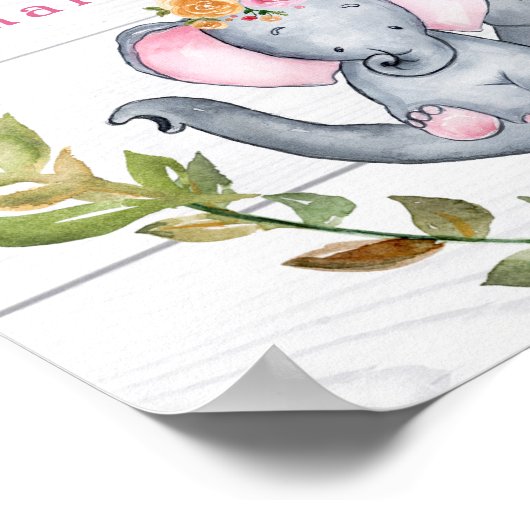 Custom Dream Big Little One Elephants Cute Pink ポスター (角)