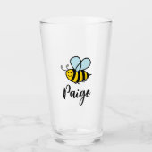 Custom drink glass with cute animated bee logo タンブラーグラス (正面)