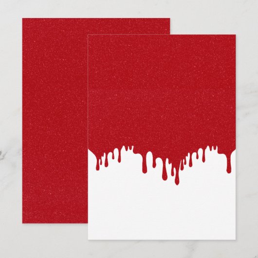 Custom Dripping Glitter Tomato Red Top Invite 招待状 (正面/裏面)