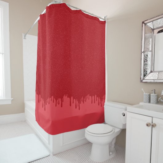 Custom Dripping Tomato Red Gloss Shower Curtain シャワーカーテン (インサイチュ)