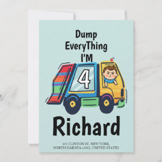 Custom Dump Everything! I'm 4 Garbage Truck Birth 招待状