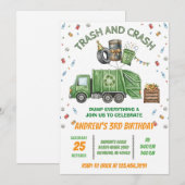 Custom Dump Truck Trash Bash Birthday Invitation 招待状 (正面/裏面)