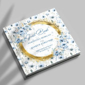 Custom Dusty Blue Gold Glitter Wedding Guest Book ゲストブック