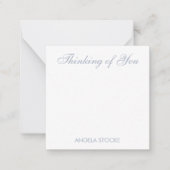 Custom Dusty Blue White Flower ノートカード (正面)