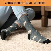 Custom Dusty Teal Dog Photo Socks ソックス