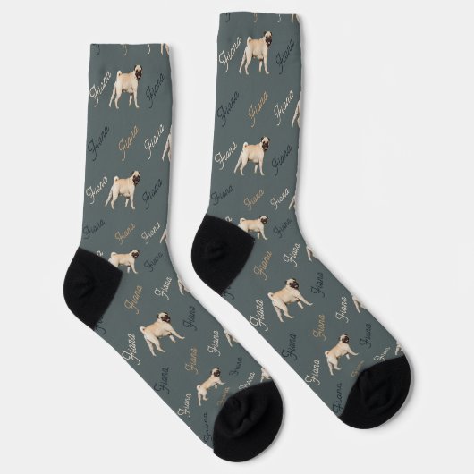 Custom Dusty Teal Dog Photo Socks ソックス (右)