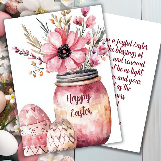Custom Easter Card with Easter Eggs and Flowers シーズンカード