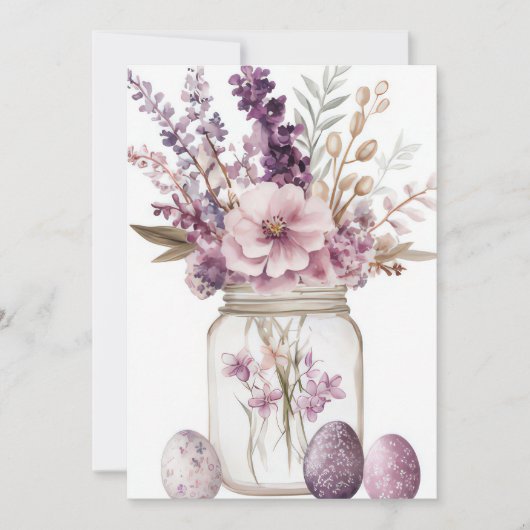 Custom Easter Card with Easter Eggs and Flowers シーズンカード (正面)