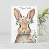 Custom Easter Card with Flowers and Easter Bunny シーズンカード (スタンド正面)