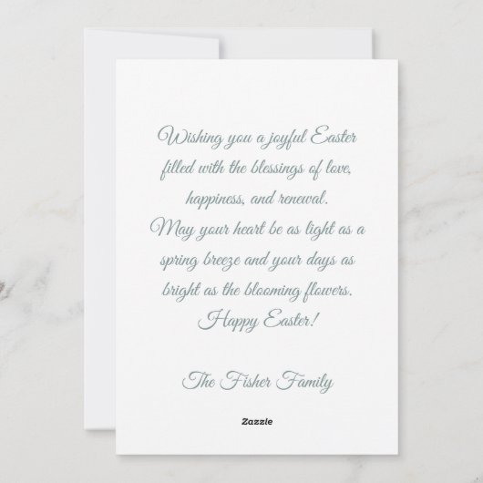 Custom Easter Card with Flowers and Easter Bunny シーズンカード (裏面)