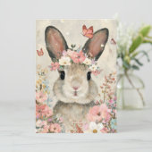 Custom Easter Card with Flowers and Easter Bunny シーズンカード (スタンド正面)