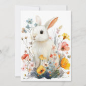 Custom Easter Card with Flowers and Easter Bunny シーズンカード (正面)