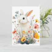 Custom Easter Card with Flowers and Easter Bunny シーズンカード (スタンド正面)