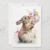 Custom Easter Card with Flowers and Easter Bunny 招待状 (正面)