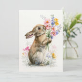 Custom Easter Card with Flowers and Easter Bunny 招待状 (スタンド正面)